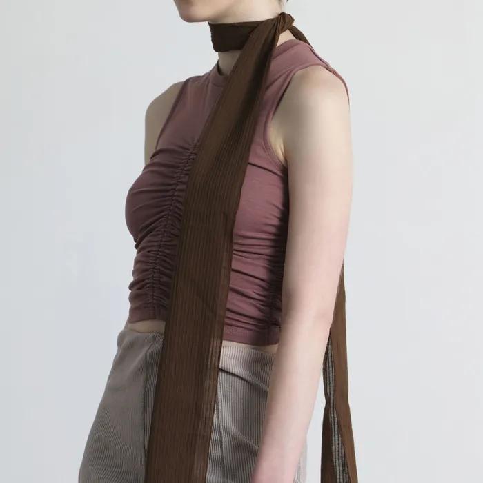 THIN SCARF / LAYER STRIPE / C BROWN