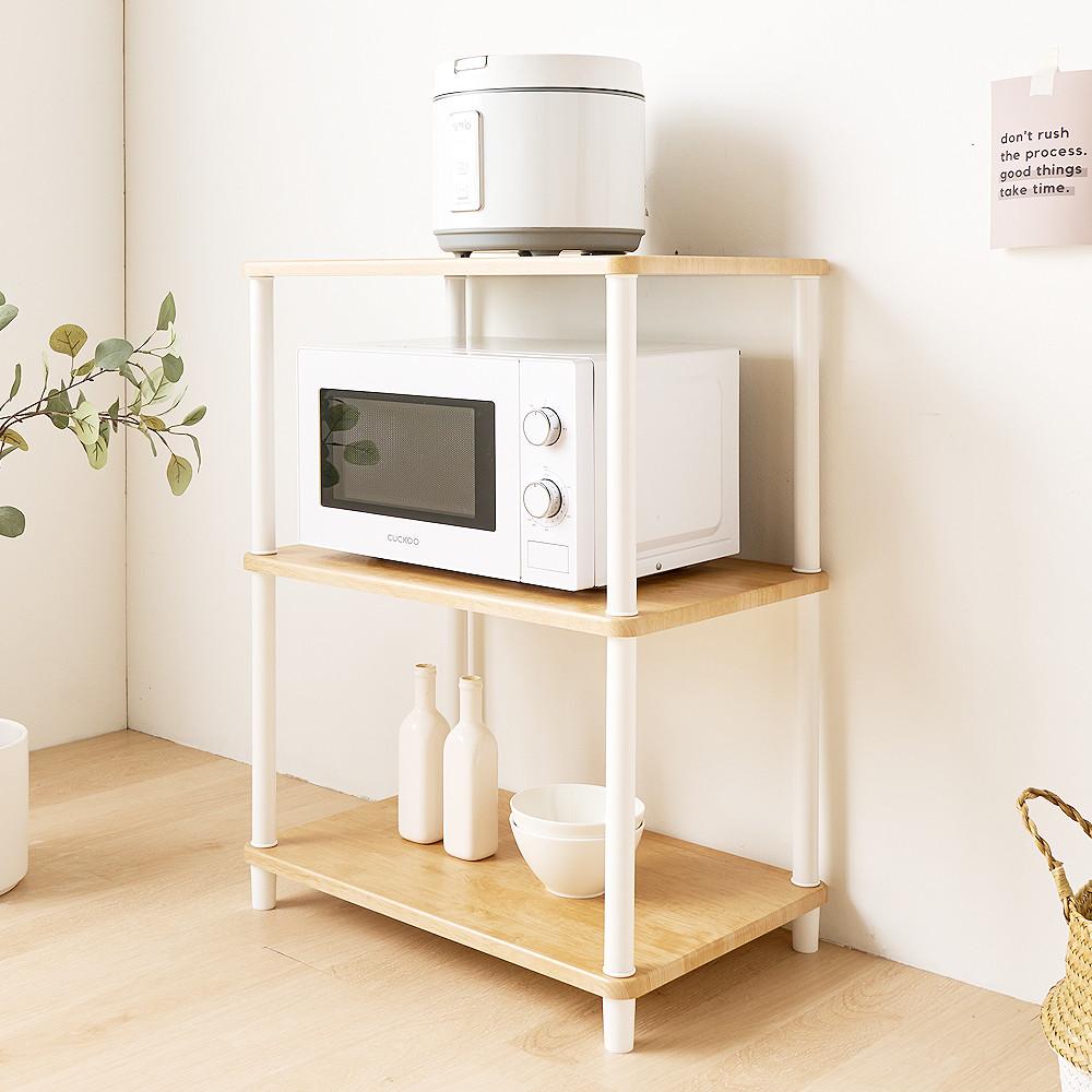 (가구레시피) 국내생산 시그니처 렌지대 3단 전자렌지 선반 수납장 진열장 밥솥 다이