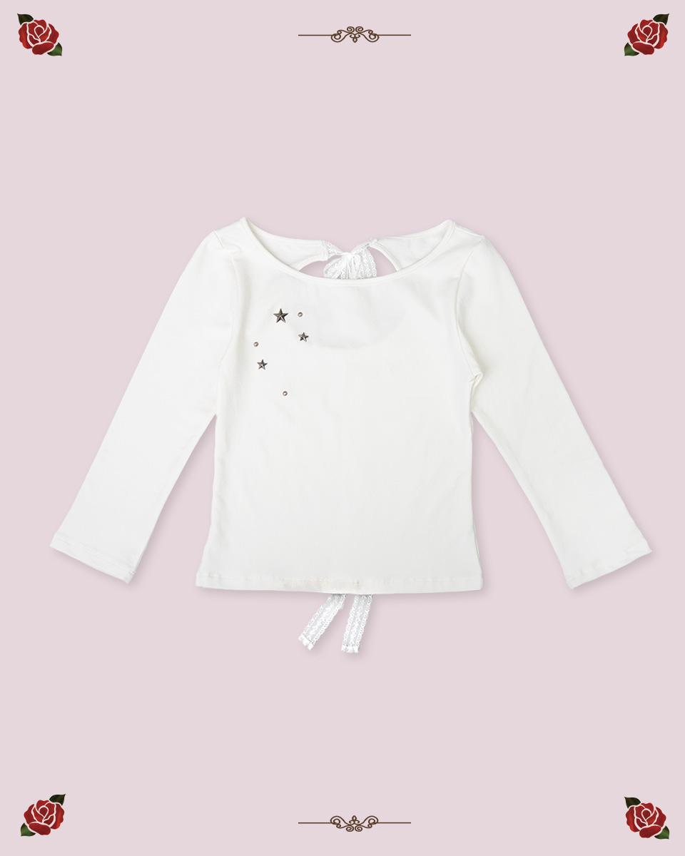 (PRE-ORDER) BACK RIBBON STUD T SHIRTS [IVORY]