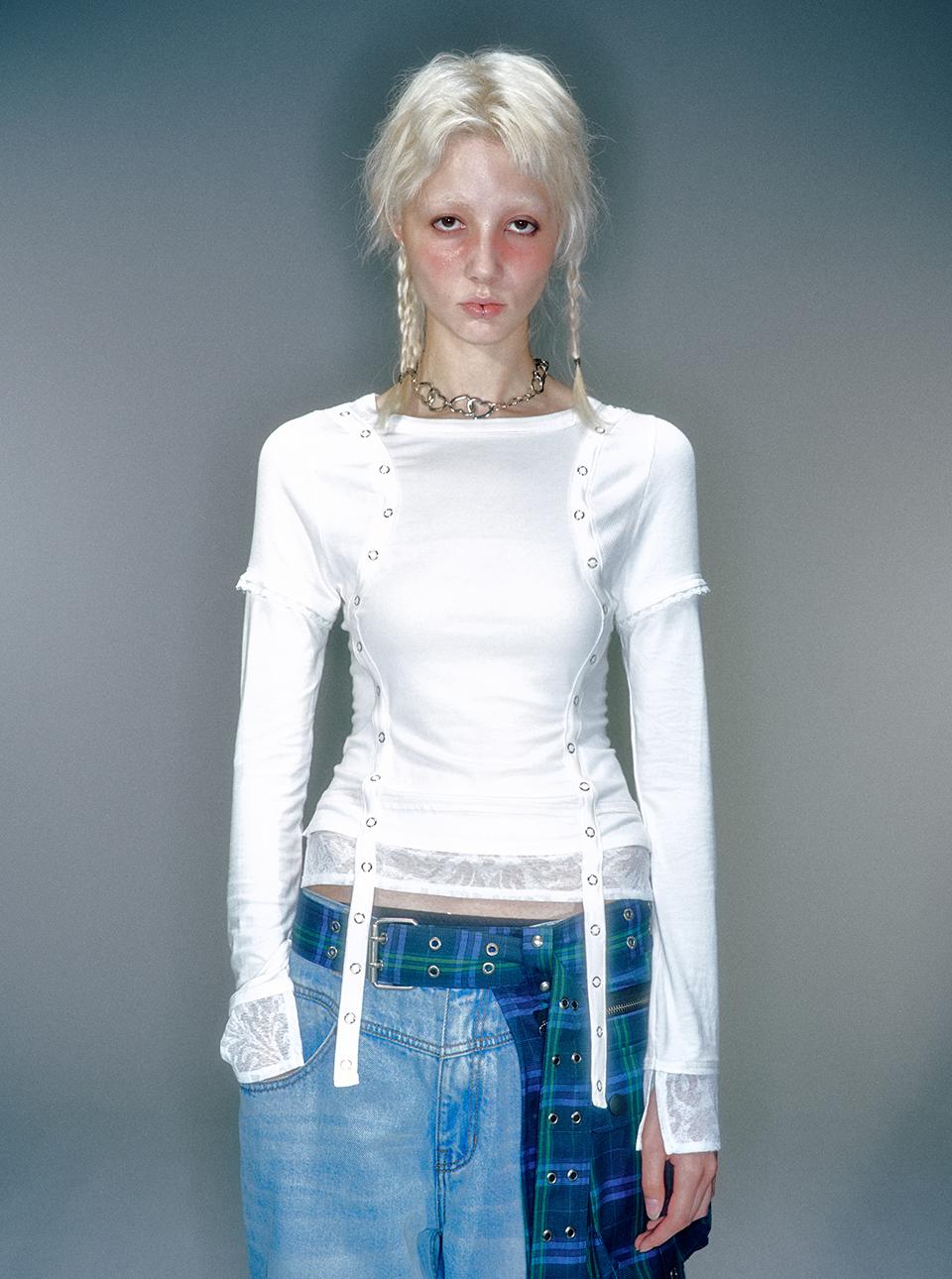 (9/3 순차배송) LENO TRIPLE LAYERED LONG SLEEVE TOP IVORY