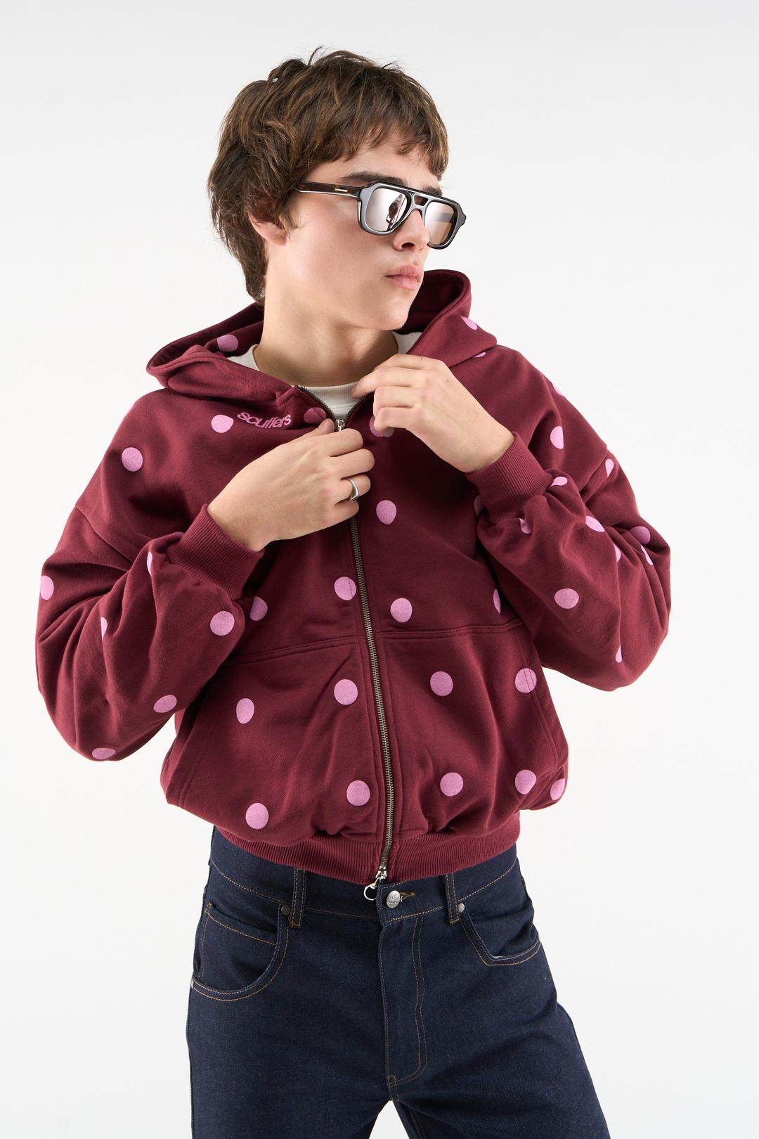 Dots Burgundy Zipper