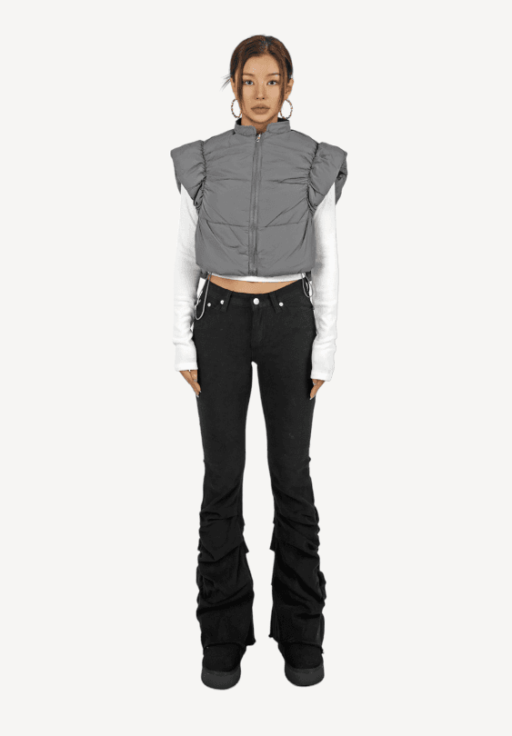 크롭 캡 패딩 베스트