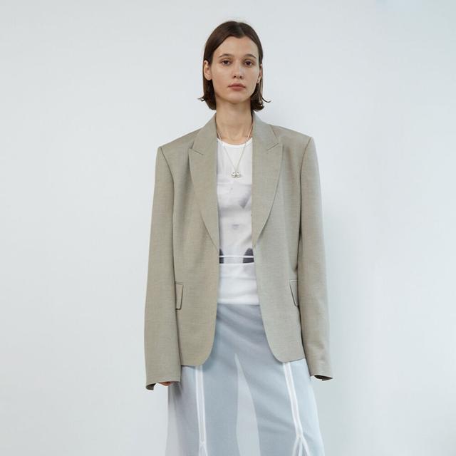 LONG SLEEVE BLAZER_MELANGE BEIGE_LOW24RM_BZ010MB