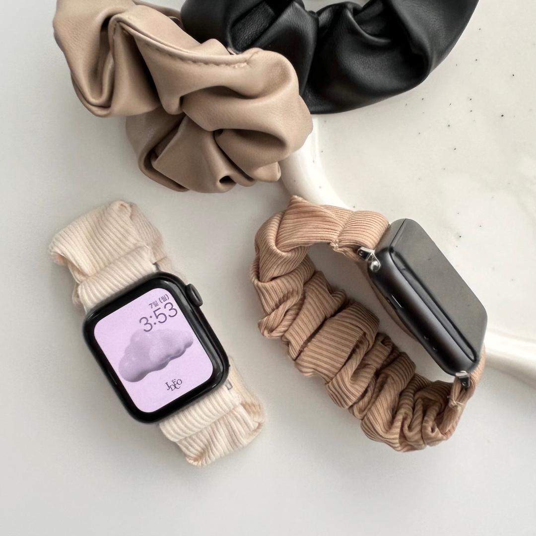 제이데코 ✨[필름증정] 애플워치 스크런치 곱창 물결 밴딩 스트랩 11 10 9 8 7 6 5 4 3 2 1 SE