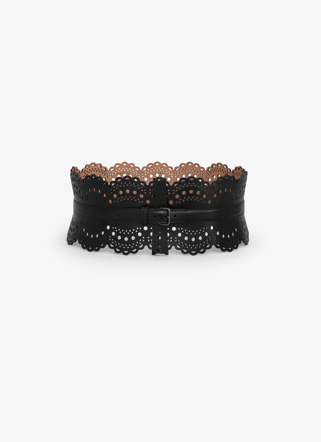 BLACK Bustier belt in vienne wave calfskin