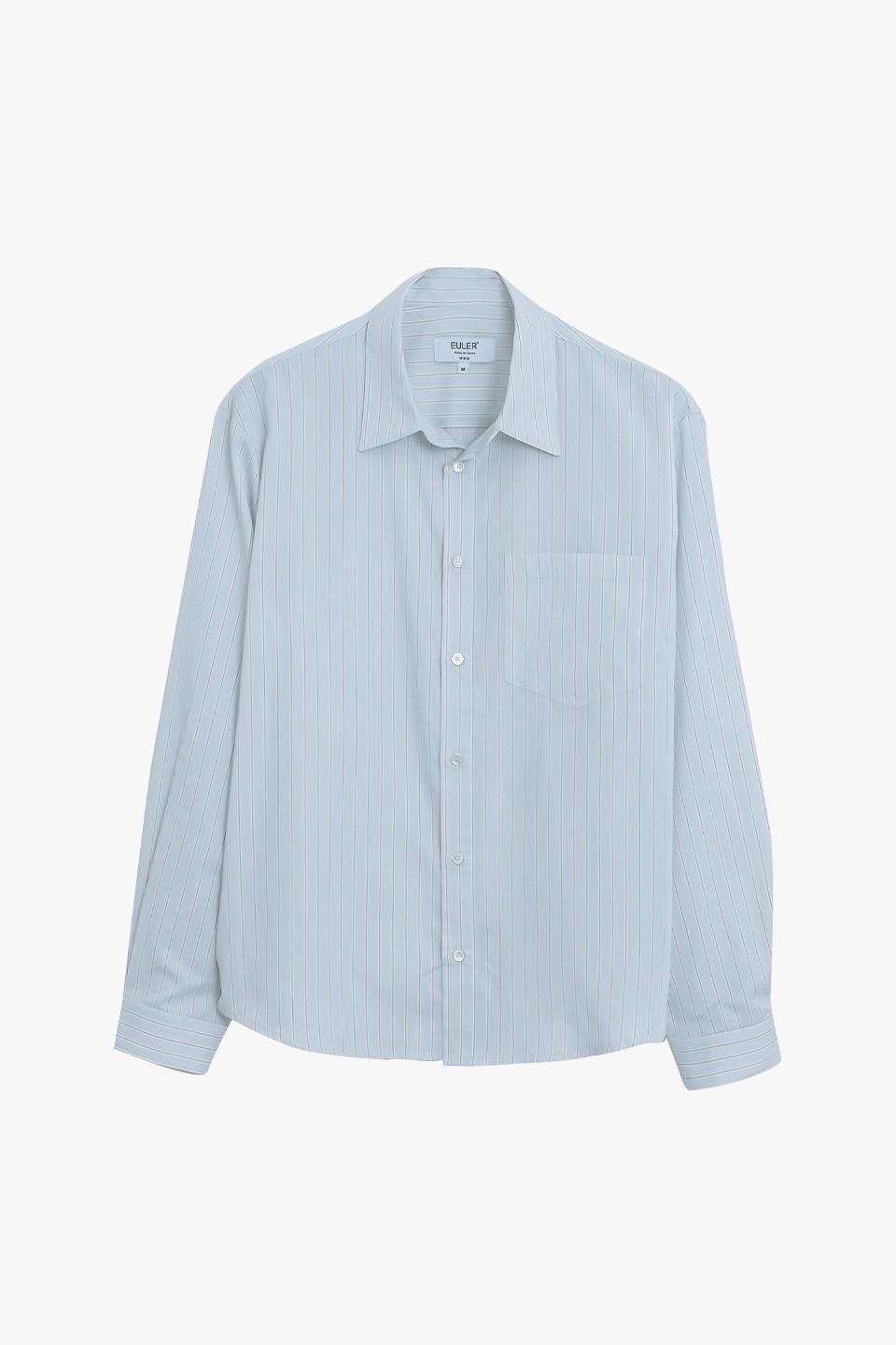 [EULER] leon semi cropped stripe shirt (skyblue)