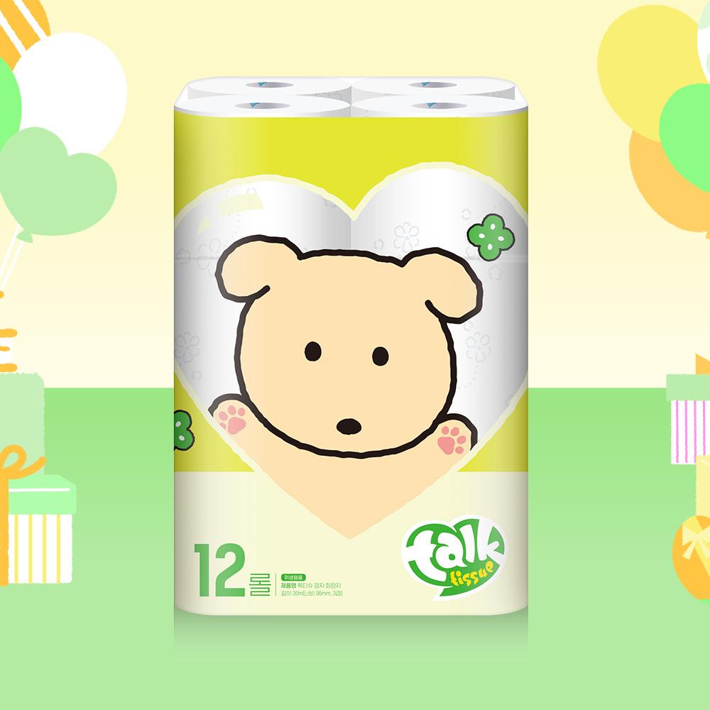 톡티슈 깜자 화장지 30M 12롤 1팩 휴지/티슈/화장지