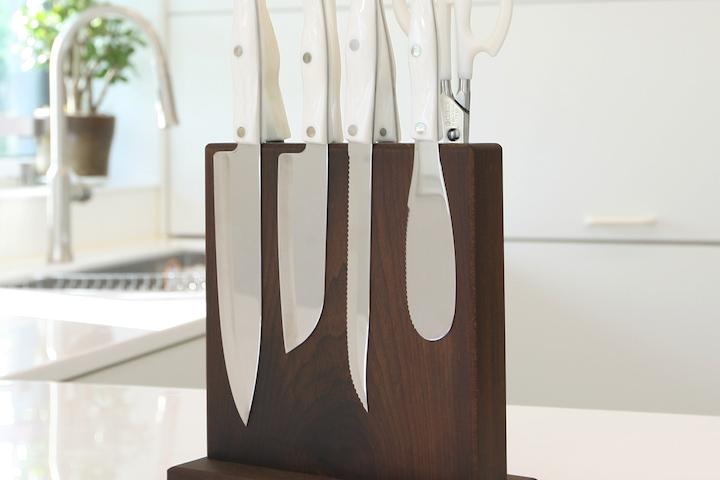 탄화 메이플 느티 원목 거치식 자석 칼블럭 칼꽂이 칼거치대 칼걸이