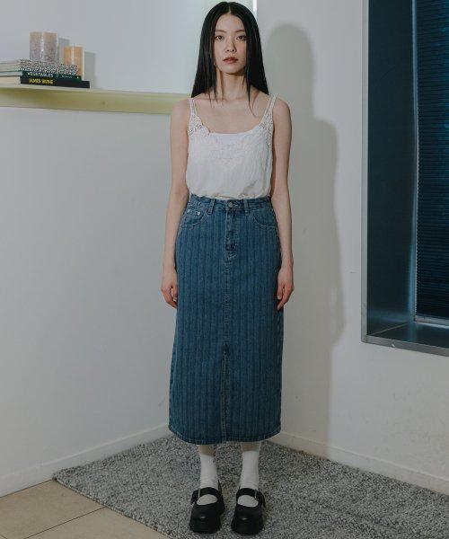 스프라이프 데님 에이치라인 스커트