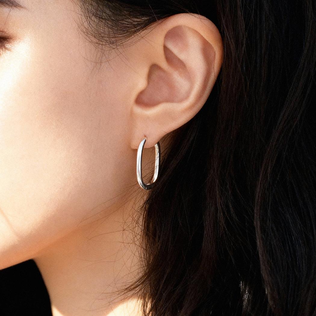 실버925 모노 오벌 귀걸이