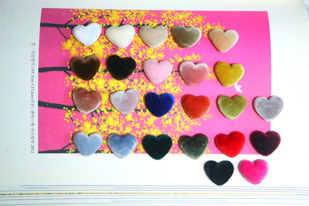 [1SET 5개] 악세사리 천 싸개 벨벳 하트 싸개단추