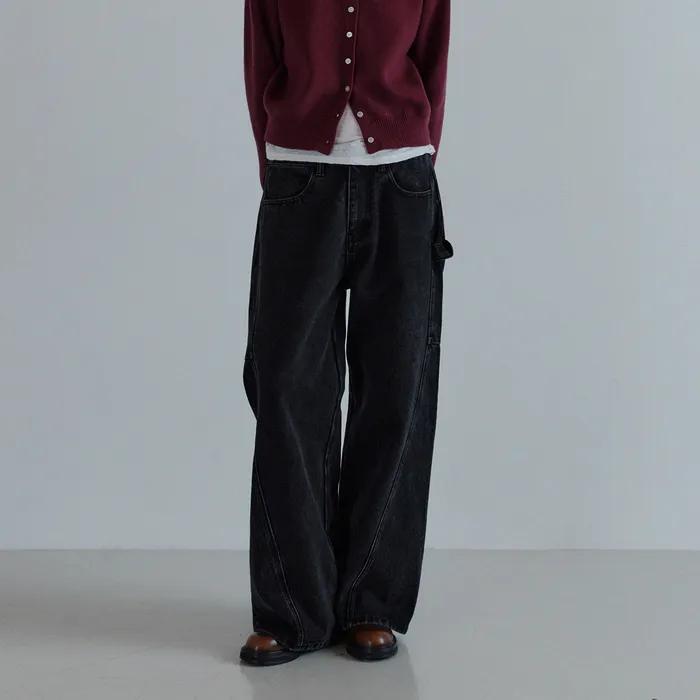 커브드 킹크 카펜터 데님 팬츠_Washing Black