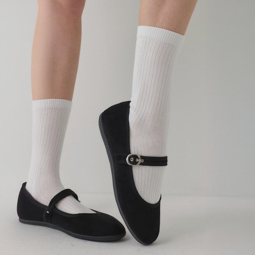 (샤틴안감/기모안감) 라운드 토 메리제인 플랫 (1cm/4colors+4colors)