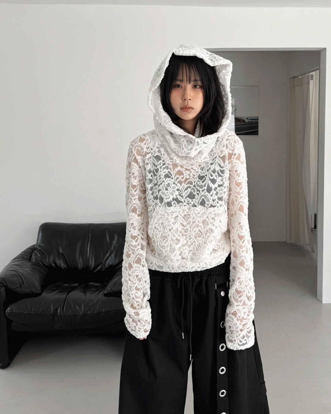 레이스 워머 후드티