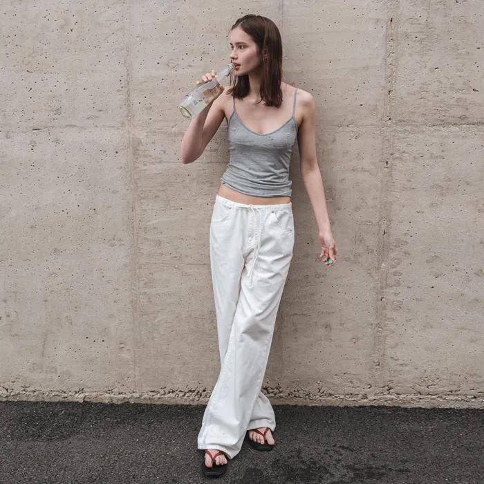 Waist Tie Denim_White