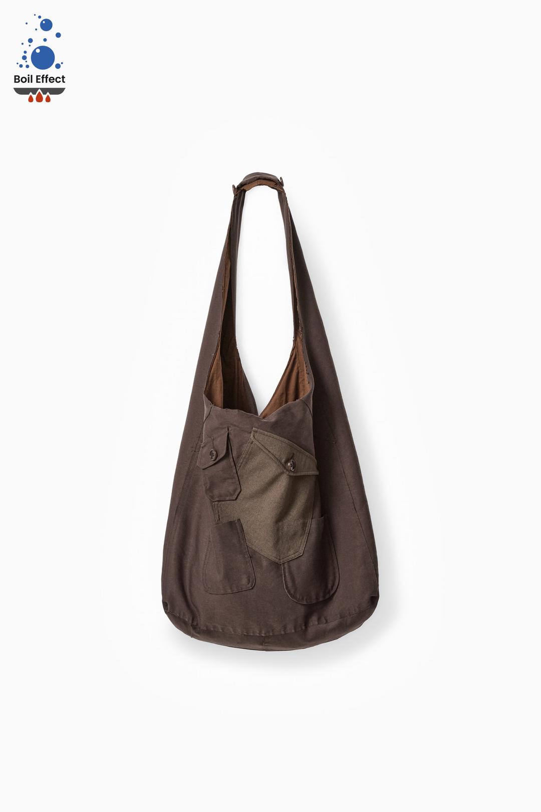 SUBSTANCE / BROWN/CLAY BOIL EFFECT MULTI POCKET REVERSIBLE BAG