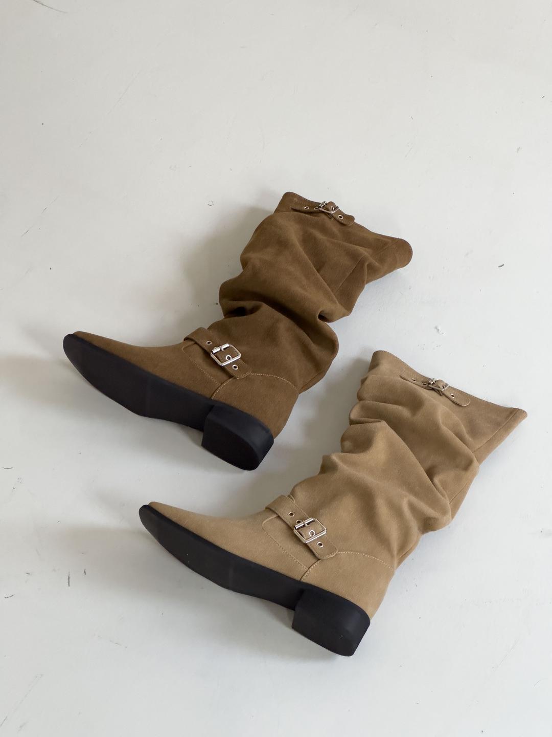 [한정할인] [fw버전🤎] [자체제작] 스웨이드 웨스턴 부츠 버클 셔링 스웨이드 부츠 [스웨이드 롱부츠]