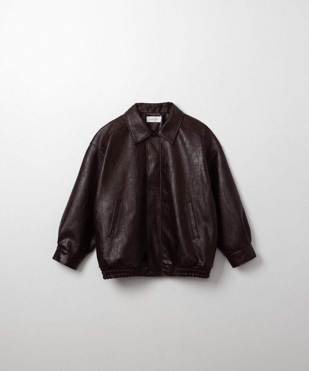 오버사이즈 빈티지 레더 블루종 (deep brown)