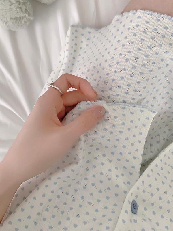 블루하트 반팔 상하세트 파자마 잠옷