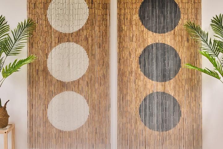 빅 닷 대나무 벽장식 커튼 발