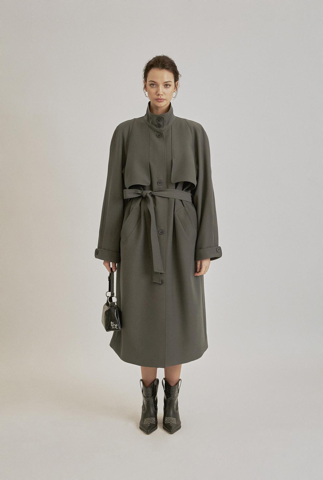 High-neck trench coat