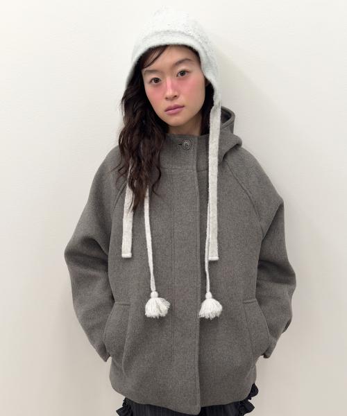 Hooded Half Coat [Gray]