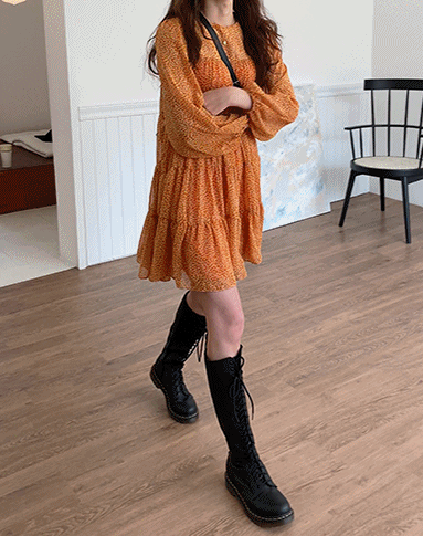 플라워 캉캉 미니 원피스