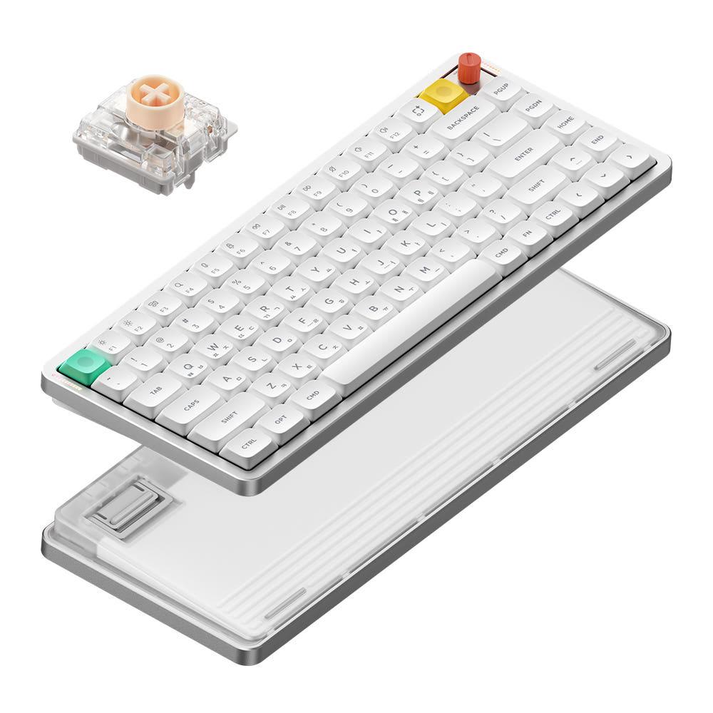 NUPHY AIR75 V3 기계식키보드 유선 무선 블루투스 로우 프로파일 노바 화이트, 나노 저소음 블러시축 