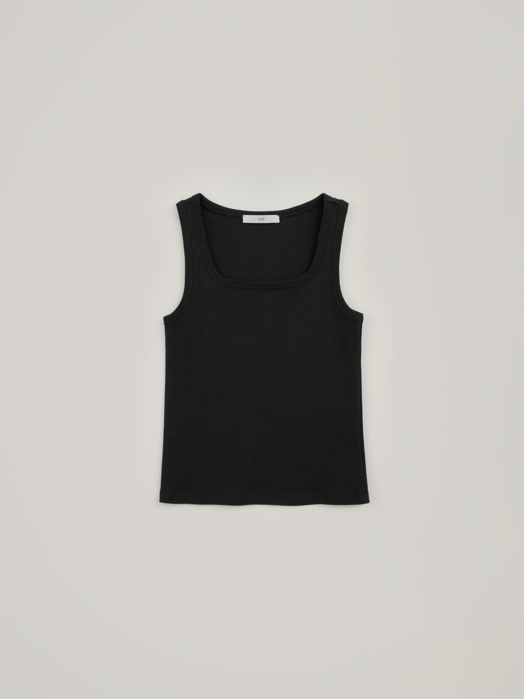 Square Sleeveless Top - Black