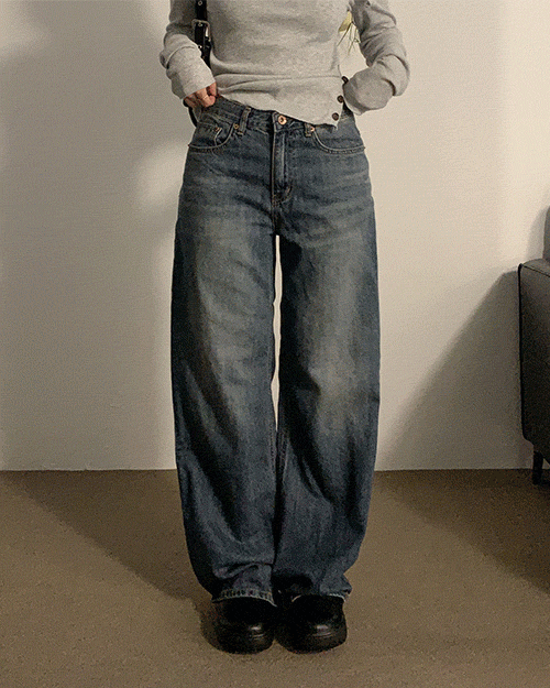 빈티지 스트레이트 세미 와이드 데님 (1color)