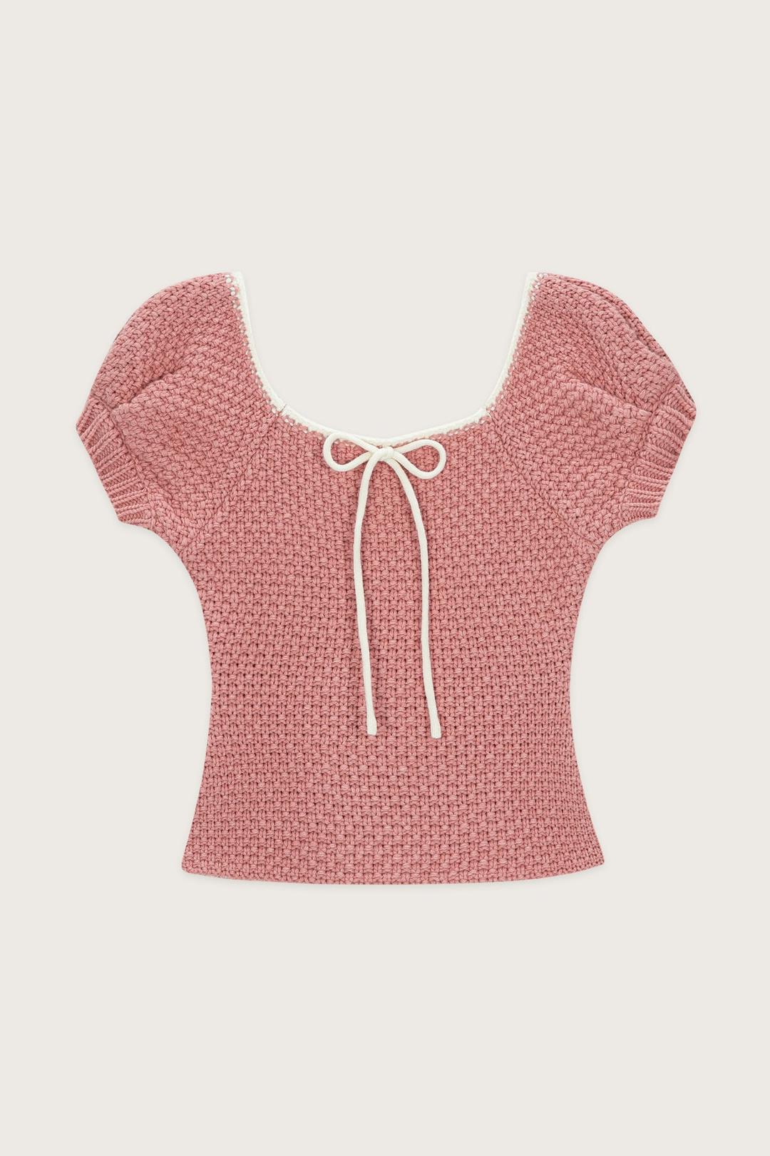PUFF HALF KNIT TOP (PINK)