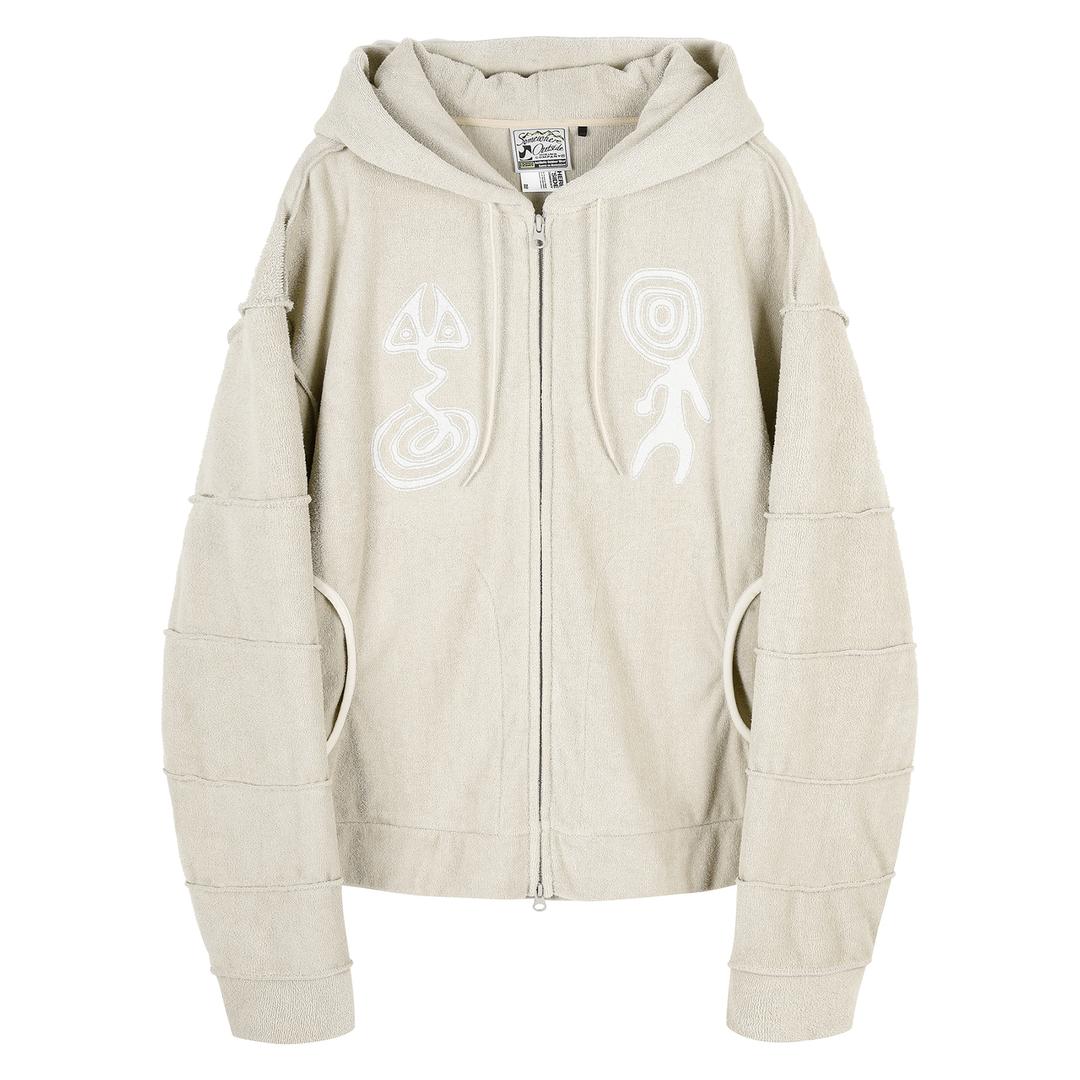 Segmented Sleeve Towel Logo Hoodie_11USJ101 BEIGE
