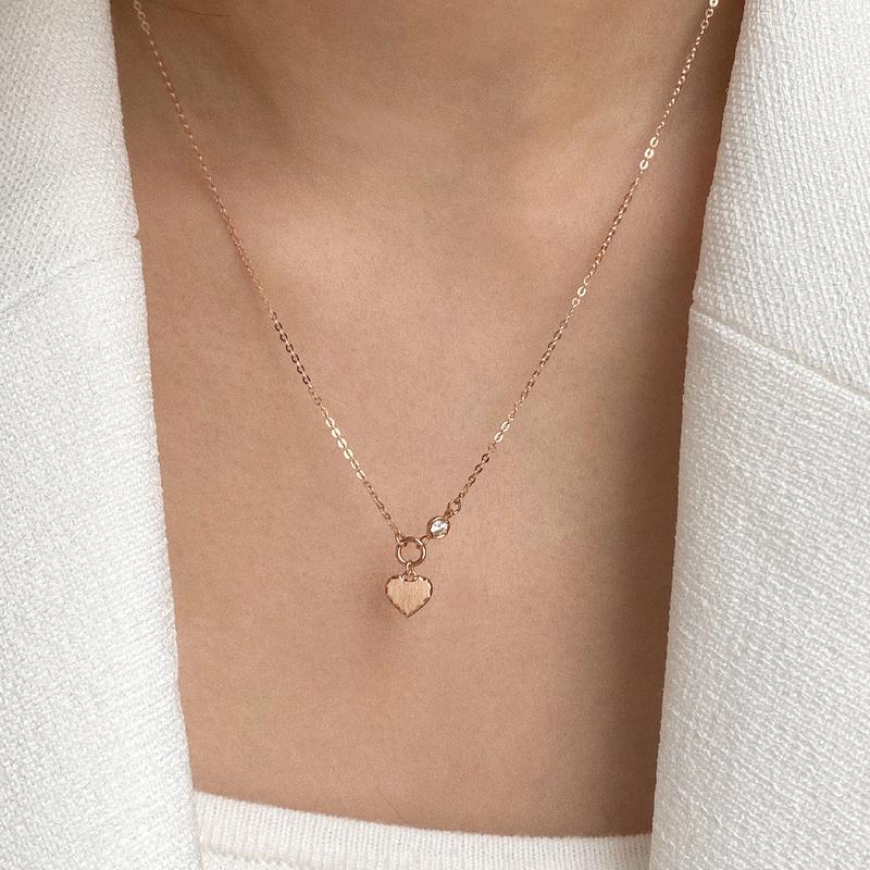 14k18k  ver.2 미니 하트 텍스쳐 목걸이(각인)