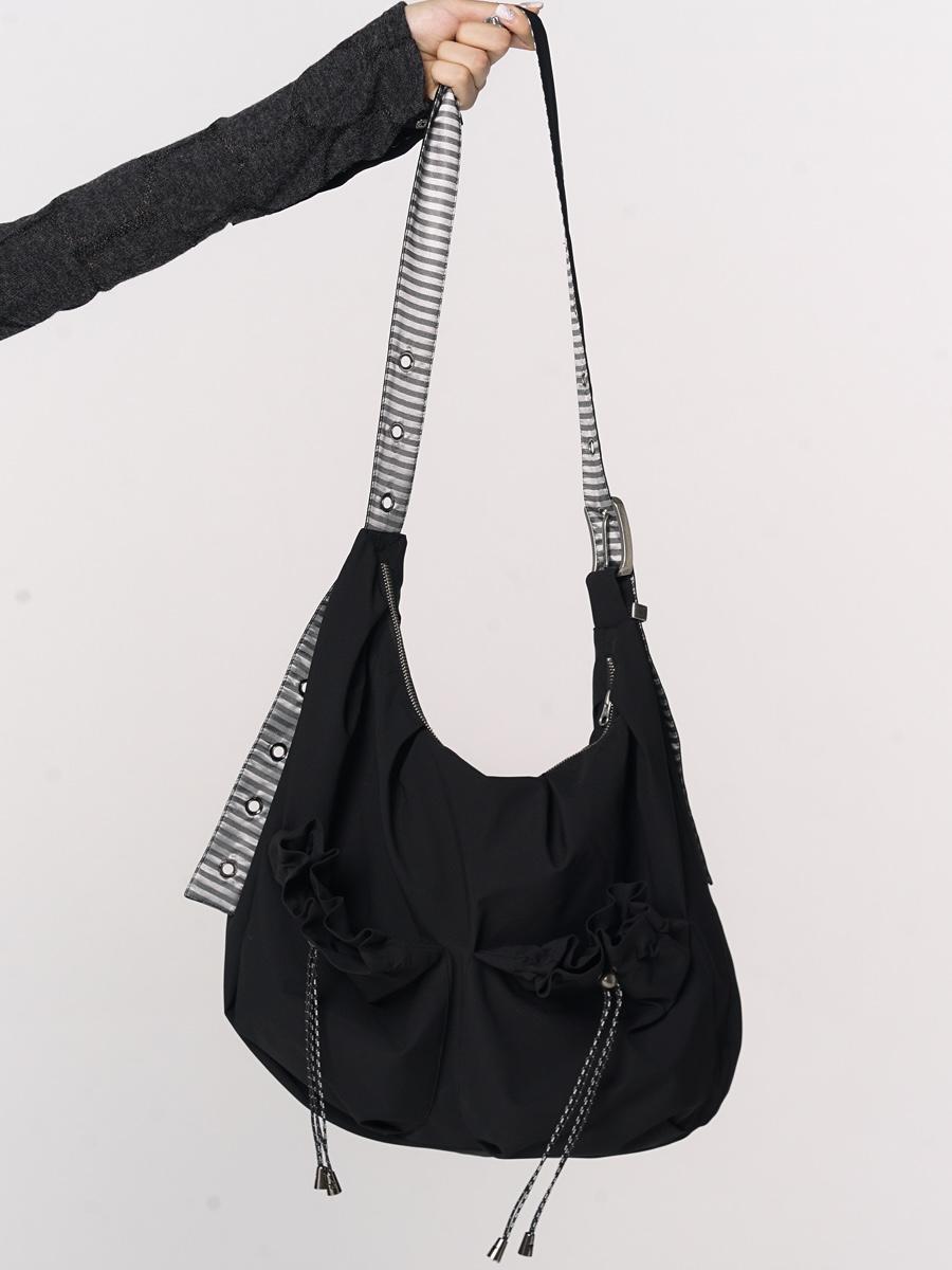 CONFUN Ruched Strap Hobo Bag