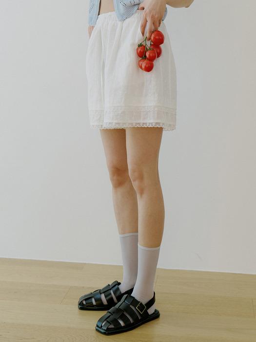 WOI LACE POINT HALF PANTS WHITE