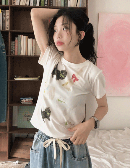빈블 폴루애니멀프린팅티셔츠