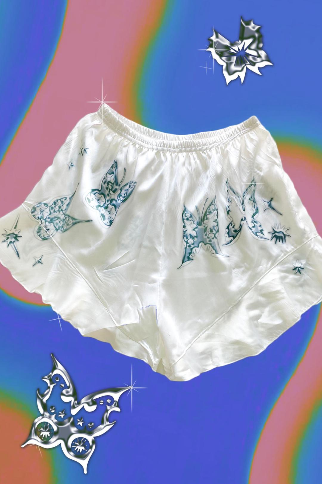 Chrome Butterfly ruffle shorts