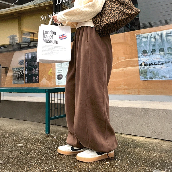 [숏,미들,롱] 퐁당 도톰 기모 스트링 와이드 팬츠