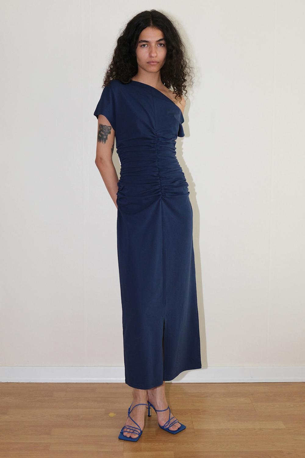 UNBALANCED SUN DRESS (NAVY)