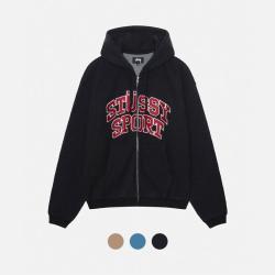 스투시 스포츠 후드 집업 블랙 블루 탄