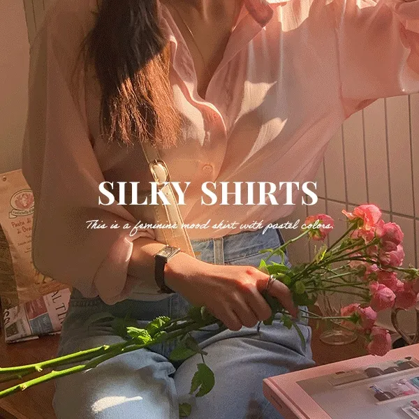 실키 새틴 봄 파스텔 카라 블라우스 셔츠(9color)