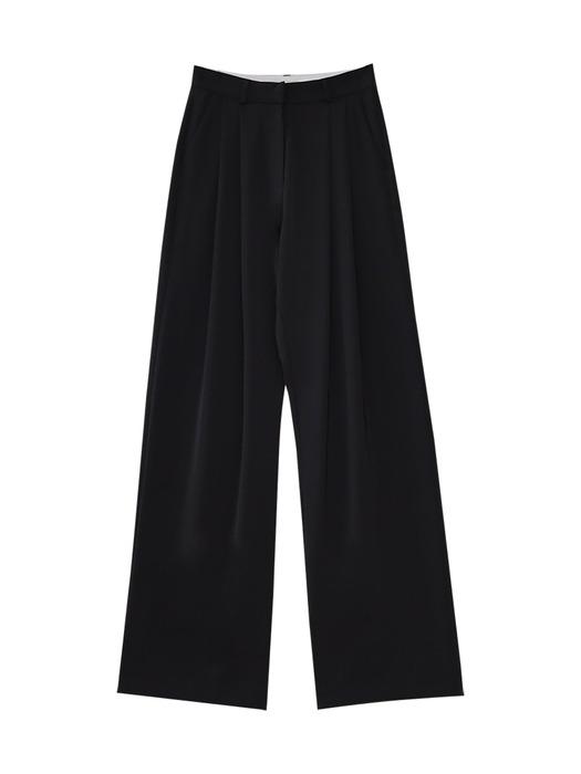 BELTED WAVE SLACKS (BLACK)