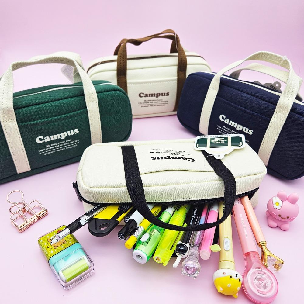 9000 캠퍼스 가방 필통 1개 랜덤 - 4종류 색상의 손잡이 모양 필통 학원 달란트