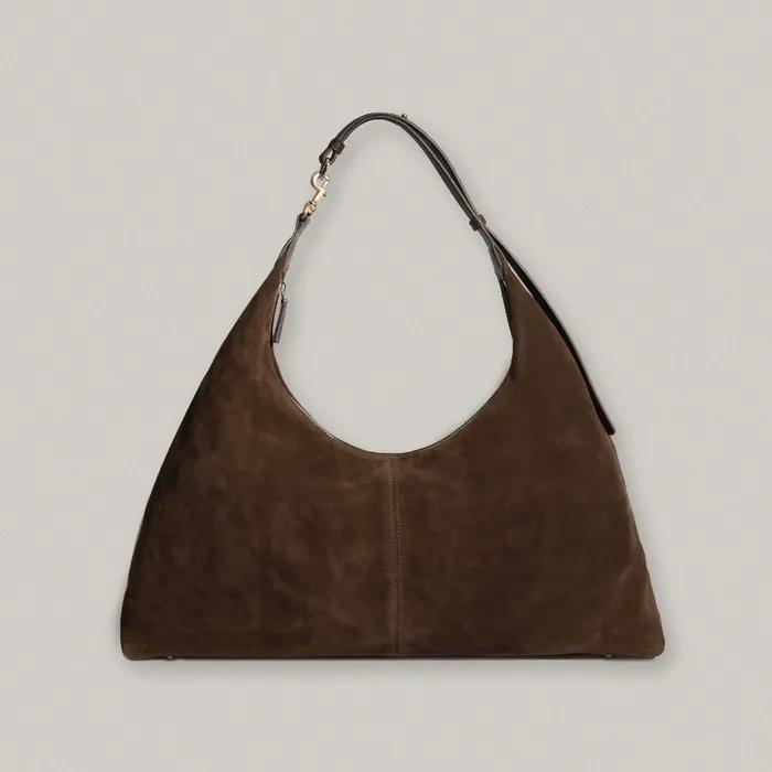 B05-4 카우레더 버클 라운드 호보 백_스웨이드 브라운