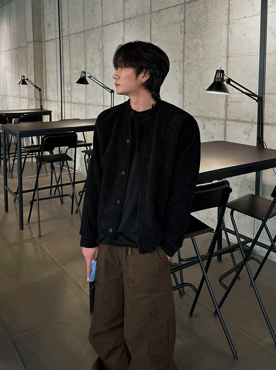 Corduroy Round Cotton Cardigan 4C