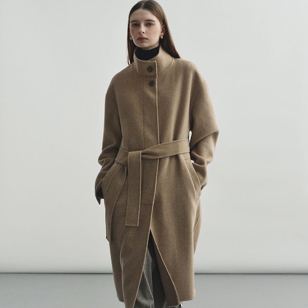 캐시미어 울 핸드메이드 하이넥 롱 코트 카멜 MDCT012CAMEL