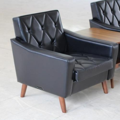 가리모쿠60 로비 체어 1인용 - 스탠다드 블랙/다크 월넛 - bibliotheque