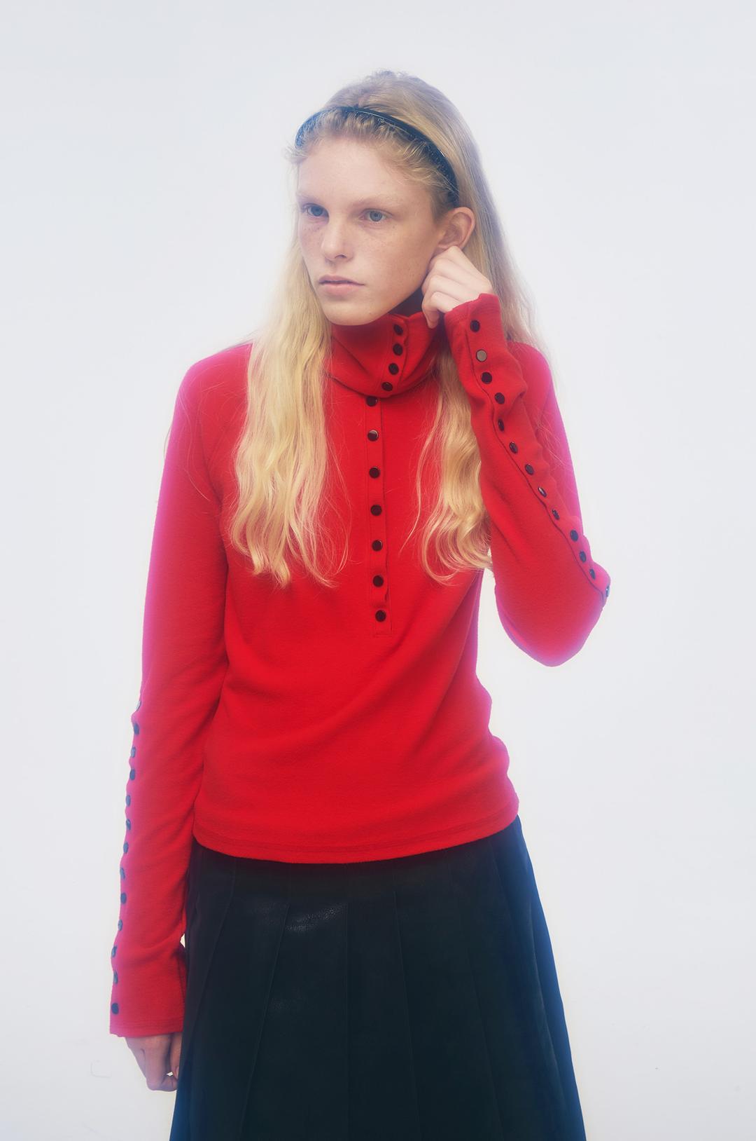 G_BRUSHED BUTTON TOP / RED