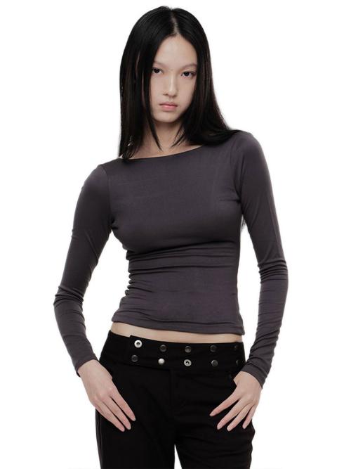 DEEP SCOOP BACK CONTOUR T (CHARCOAL)