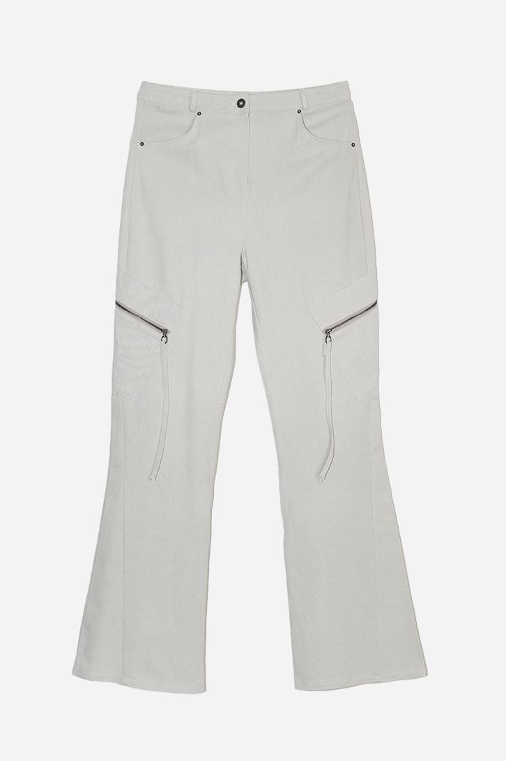 SOLID ZIPPER BOOTCUT PANTS